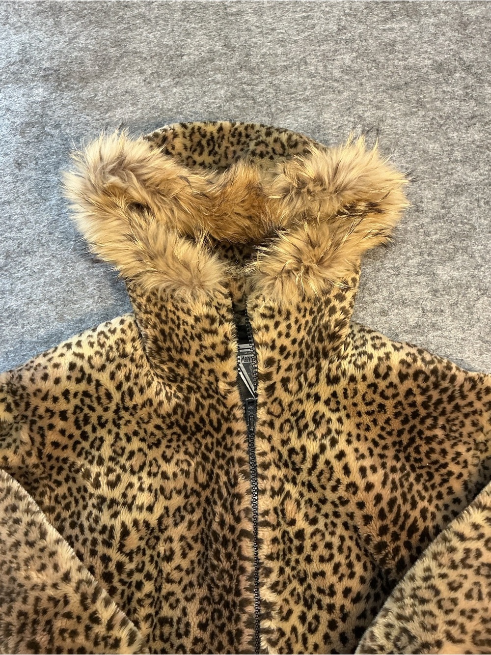 Marvin Richard’s Vintage Cool Girl Leopard Print Faux Fur Hooded Coat - Picture 2 of 4